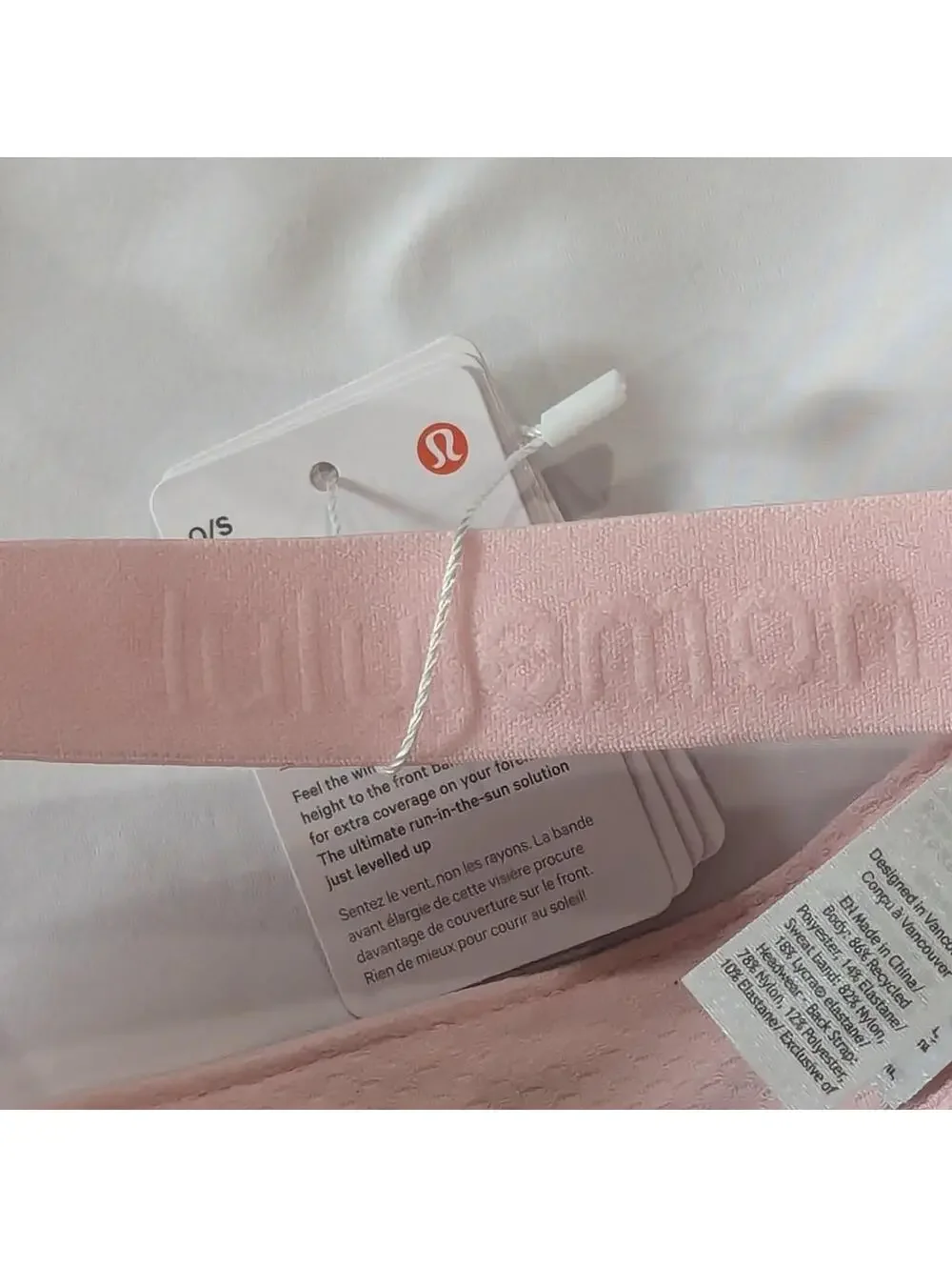 lululemon Fast Paced Wide Band Run Visor Light Pink O/S 56cm NWT Adjustable